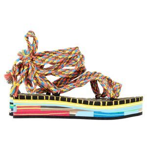 Chloé Tie-Up Lou Sandals in Multicolor Cotton